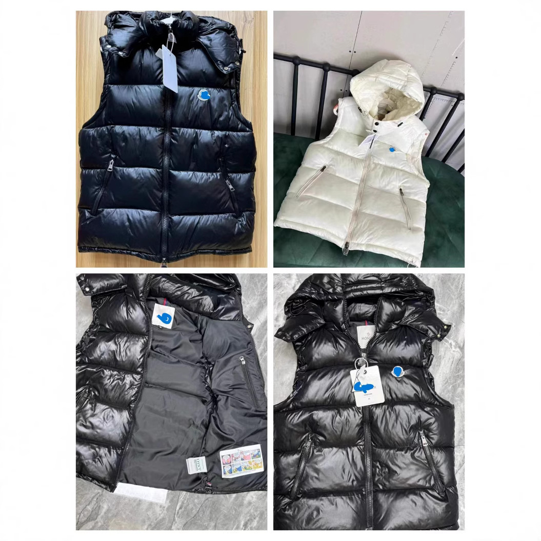 가을 겨울 고급 클래식 후드 다용도 남녀 커플용 조끼 두꺼운 광택 무세탁 다운 코튼 조끼 재킷