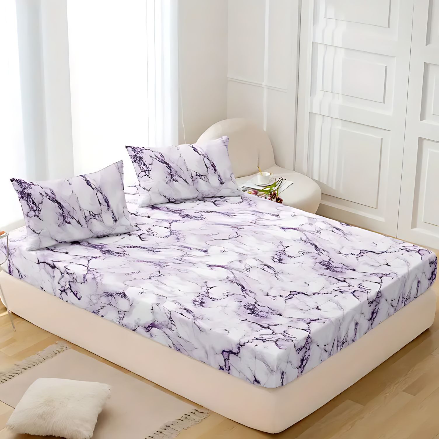 TEMU / JIT patrón de mármol 3D impresión digital transpirable cama Kasa Kit fuente fabricante puede hacer