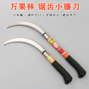 Wanguolin Brand Stainless Steel Serrated Sickle with Sharp Angle Serration, Iron Handle Sickle, Kelp Cutting Wholesale Knife