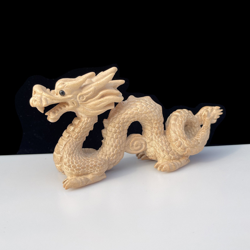 ピーチウッドドラゴン Qinglong 装飾品未塗装工芸品リビングルーム寝室コーナーマスコット丸太彫刻ドラゴン干支ドラゴン|undefined