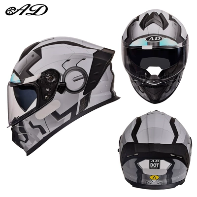 Full-Face Helmet, Dot Certified Safety Helmet, Motorcycle Safety Supplies - mechanical-gray-3cdot-certified-transparent-mirror-m50-54-head-circumference