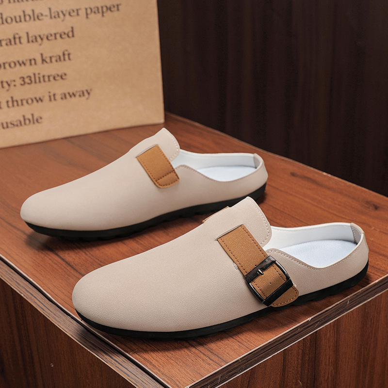 Zapatos Boken de alta gama 2025 nuevas medias zapatillas de puntera de suela gruesa de primavera para usar zapatos perezosos de un pie