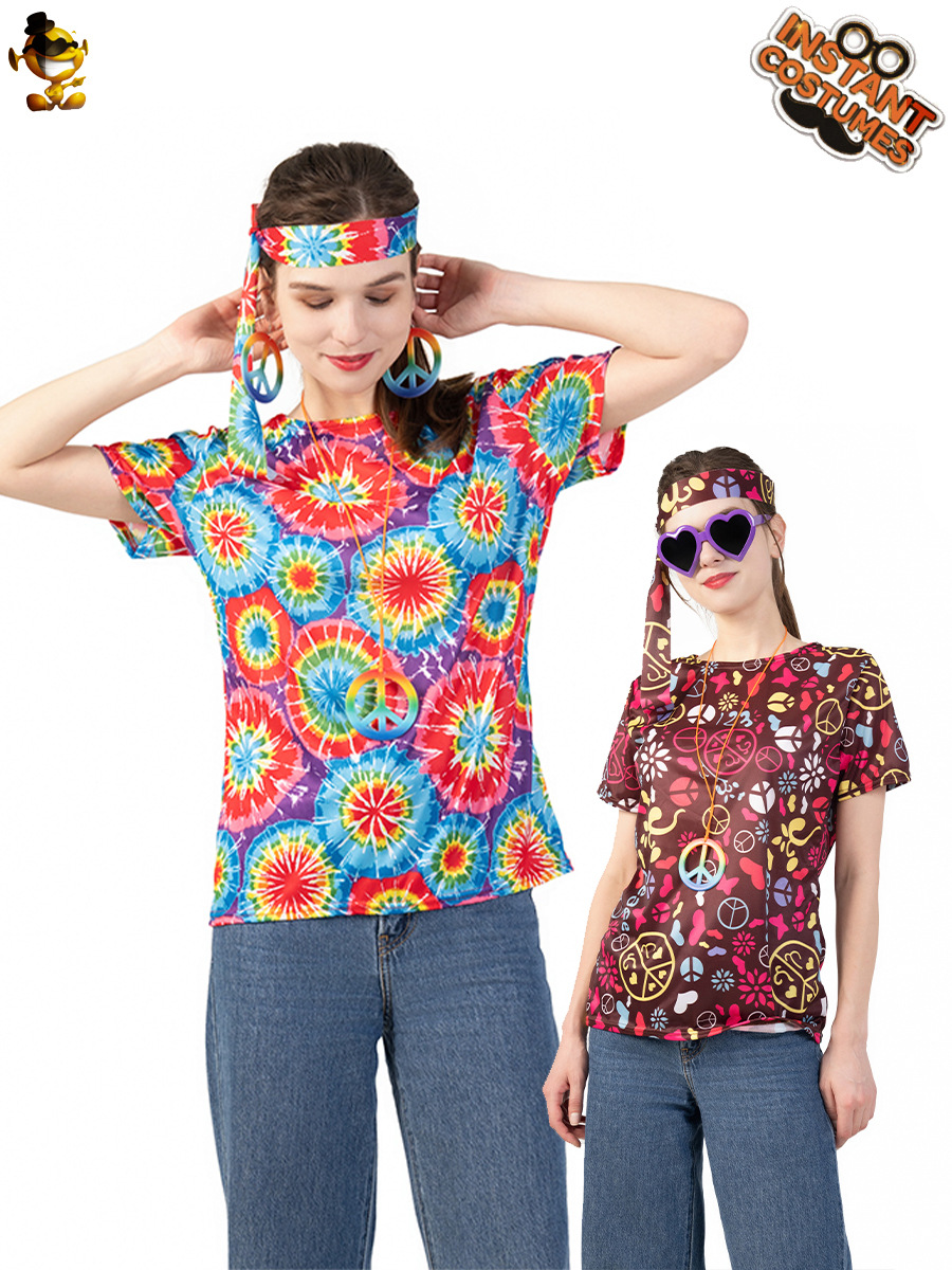 Halloween Adultos Mujeres Vintage Hippie Capa 'Cross-Border Hippie Female Party Disfraz