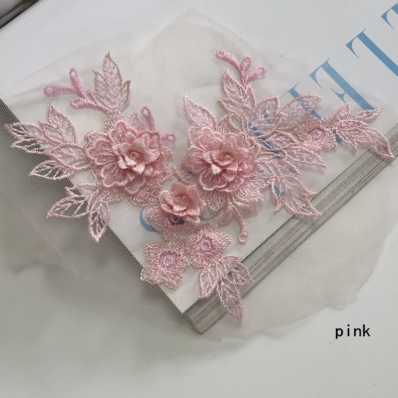 立体花朵网纱刺绣布贴蕾丝补丁婚纱礼服衣服装饰辅料手工缝JX558