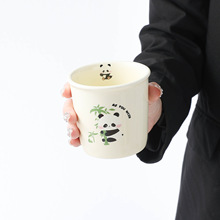 卡通熊猫陶瓷水杯家用牛奶咖啡杯早餐茶杯创意可爱手握杯随手杯子