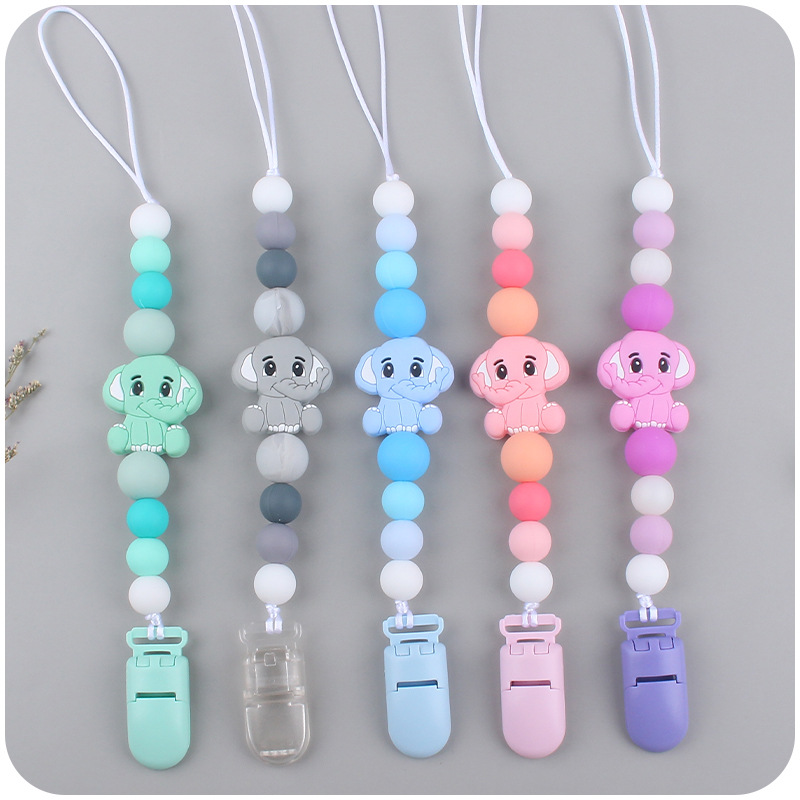 Bebé chupete cadena bebé creativo dibujos animados animal elefante silicona mordedura molar anti-gota cadena Nuevo