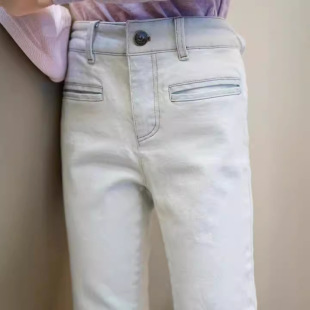 2024SS Spring and Summer Children's New Washed Light light blue Denim Trousers SY