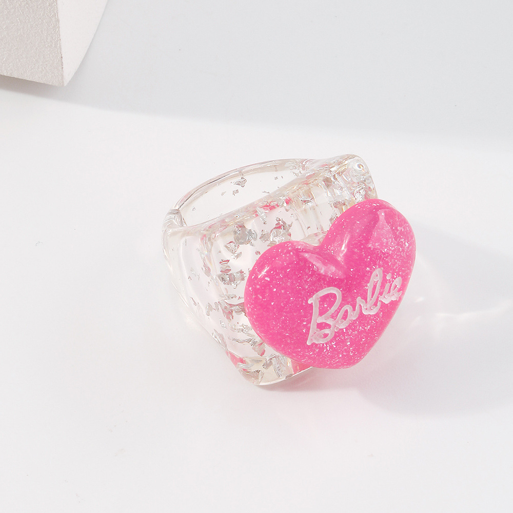 Bague En Résine Lettre Coeur Couleur Bonbon Simple En Gros Nihaojewelry display picture 1