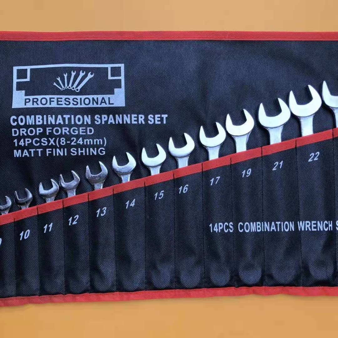 Exportación de comercio exterior de 14 piezas 8-24mm pulido cromo llave de doble propósito ciruela métrica llave de doble propósito