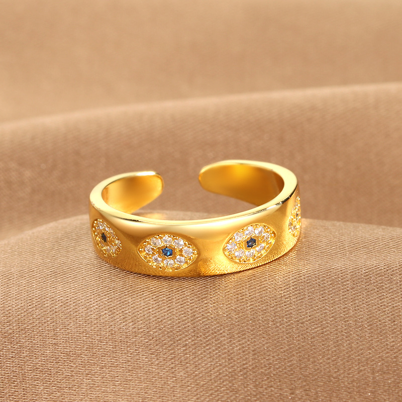 6g Weight Zircon Inlay Material Open Rings Classification Adjustable Ring Size 1 Piece Quantity Classic Style Eye Copper Inlay Zircon Open Rings