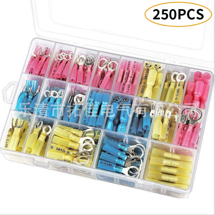 Трансграничная медь 250 шт в штучной упаковке водонепроницаемый Теплоусаживающ терминал костюм проводка Теплоусаживающ терминал костюм комбинация