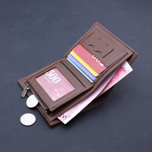 Wallet short men's thickened men's wallet with zipper multiple card slots men's wallet wallet men men's fashion