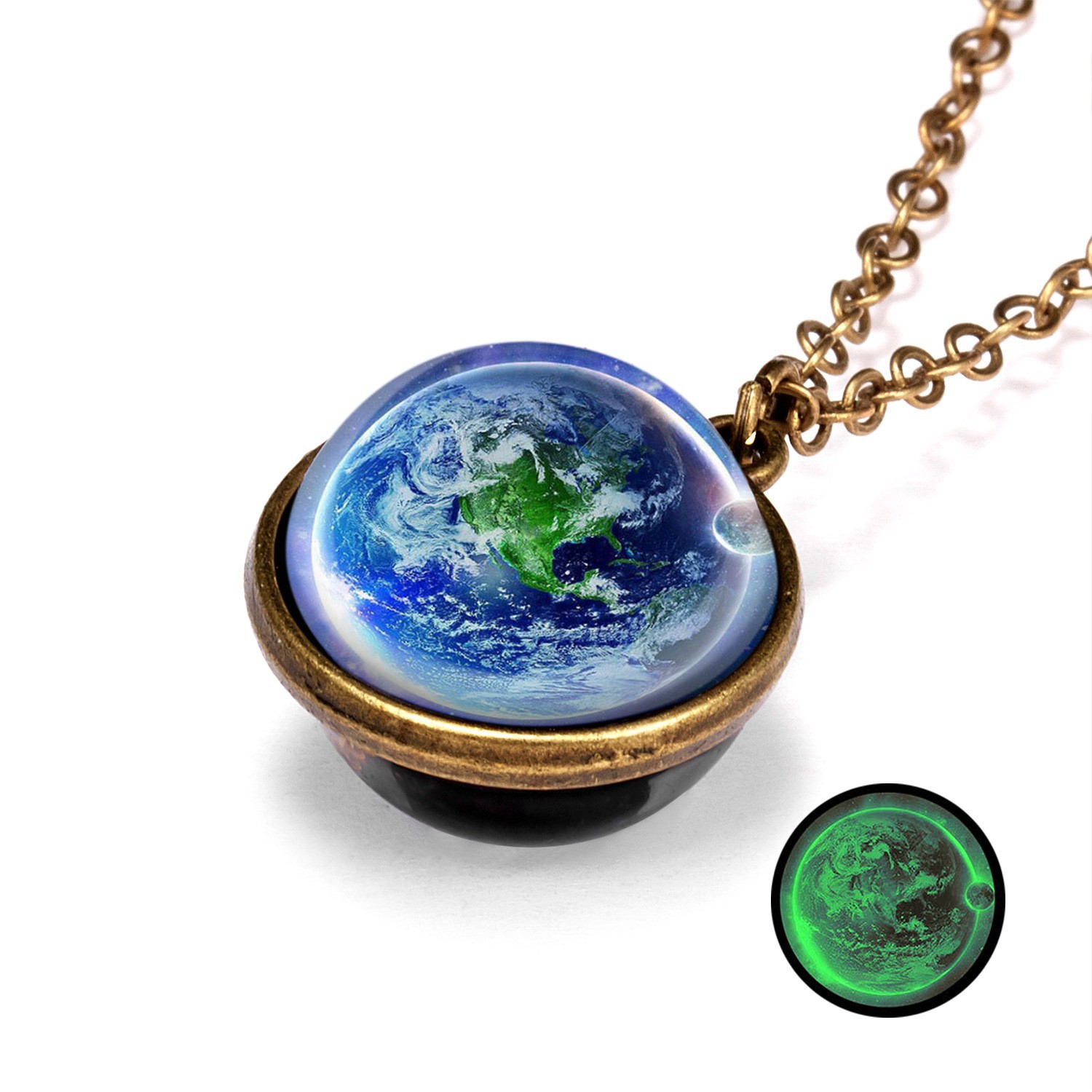 Zubehör 16mm doppelseitige Glaskugel Sonnensystem Galaxie Stern Halskette Retro Pullover Kette_voghion.com