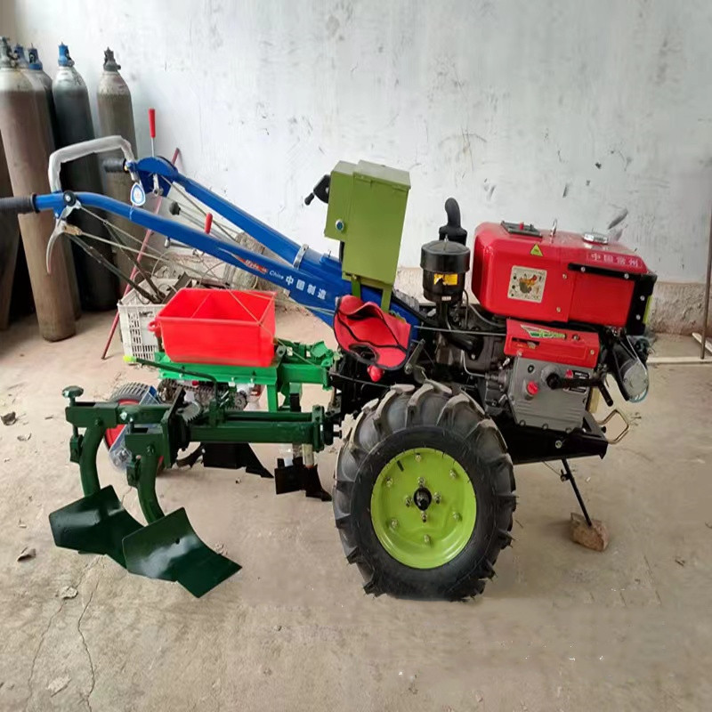 电启动柴油手扶拖拉机加高防滑轮水田旋耕机乘坐式小型运输拖拉机