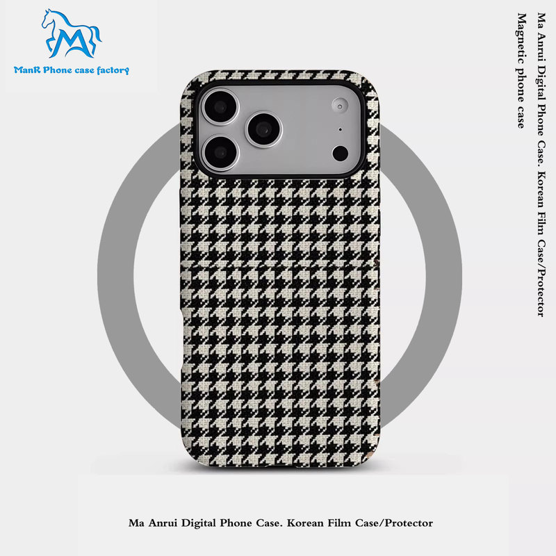 Cross-Border Houndstooth Pattern Suitable for Apple 17 Promax Phone Case for Women iPhone 16 Magnetic Suction 15 Film Case 14 Samsung Cross-Border Houndstooth Pattern Suitable for Apple 17 Promax Phone Case for Women iPhone 16 Magnetic Suction 15 Film Case 14 Samsung