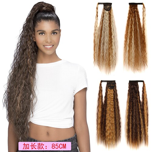 85cm Velcro corn perm ponytail, extended corn perm ponytail, foreign trade curly ponytail