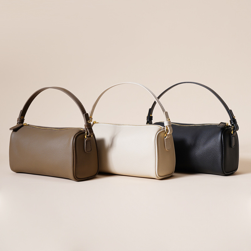 First-Layer Cowhide High-End Genuine Leather Women's Bag, Simple Textured Armpit Bag, Women's New Popular Versatile Portable Cross-Body Bag