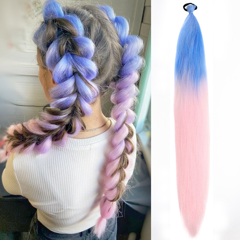 Fábrica de niñas elásticas pelucas de cola de caballo trenzas de boxeo trenzas de cuerda elástica de color trenzas de caballo para niños pelucas de cola de caballo