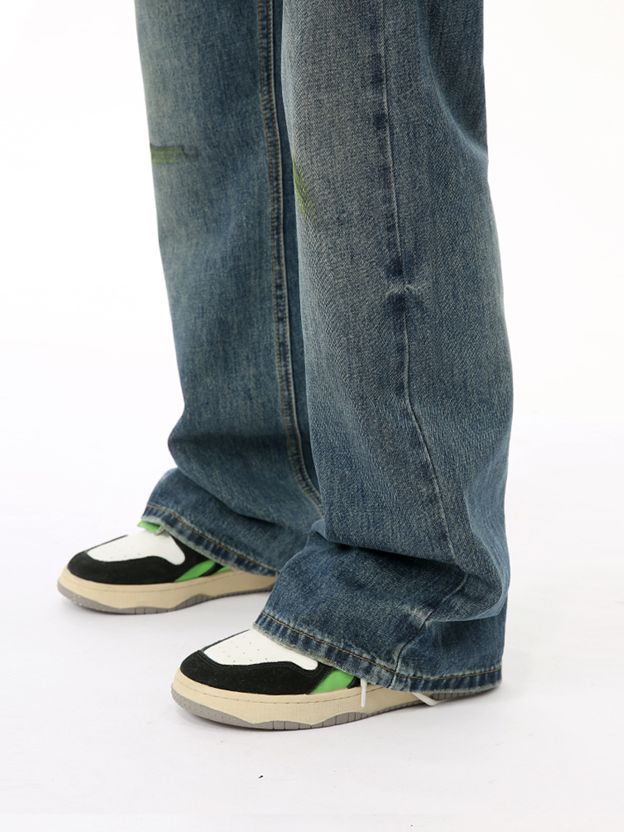 MTLCLOTHES Hombres| 2024 verano nuevos productos de alta calle simple pintado delgado micro lavar la tendencia de jeans