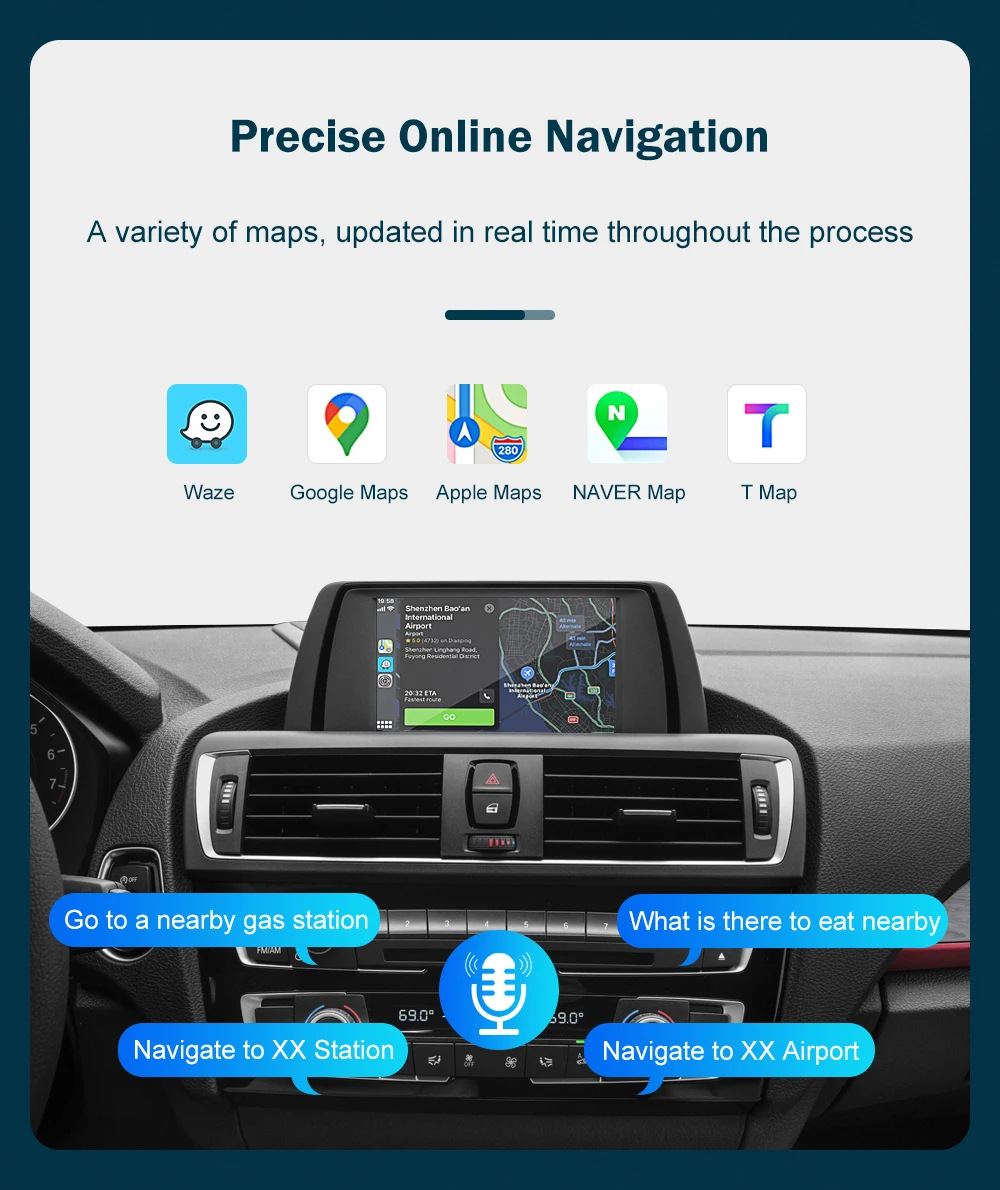 RoadTop Wireless CarPlay Decoder Module Car Machine Interconnection Suitable for Bmw NBT System Decoder
