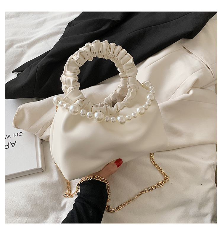 Wholesale Pleated Pearl Chain Solid Color Handbag Nihaojewelry display picture 39
