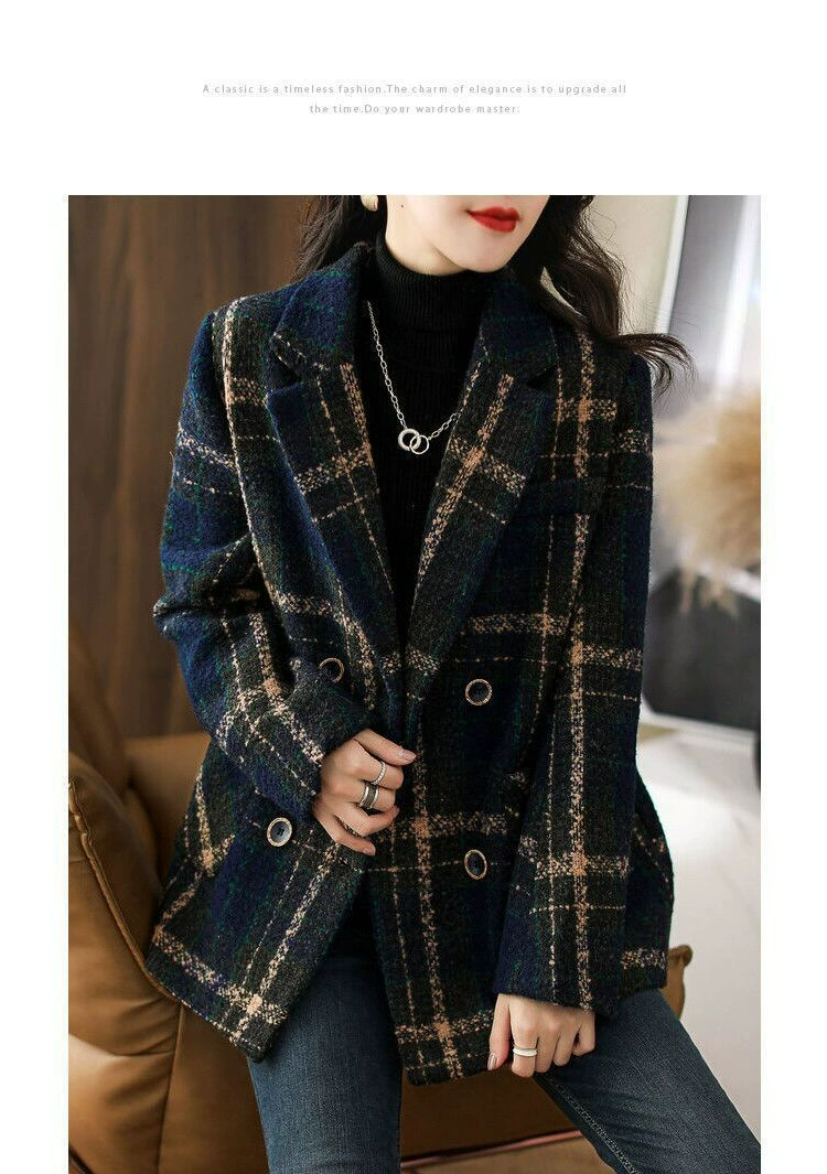 Демисезонное ретро-трендовое шерстяное пальто, куртка