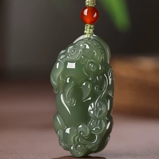 天然和田玉霸王貔貅吊坠男女款项坠青玉皮丘玉石挂件玉坠玉佩项链