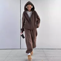 Костюм худи и свитшота, европейский стиль, уютный флис, размеры S–XL (несколько цветов)