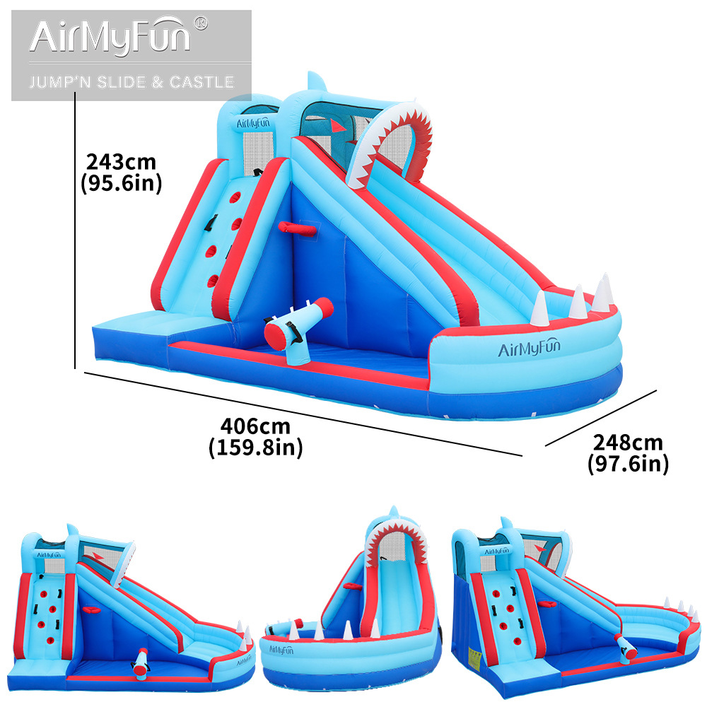 AMF castillo infláble indoor chorro de agua tobogan juguete infantil cama de salto antideslizante pequeño castillo infláble