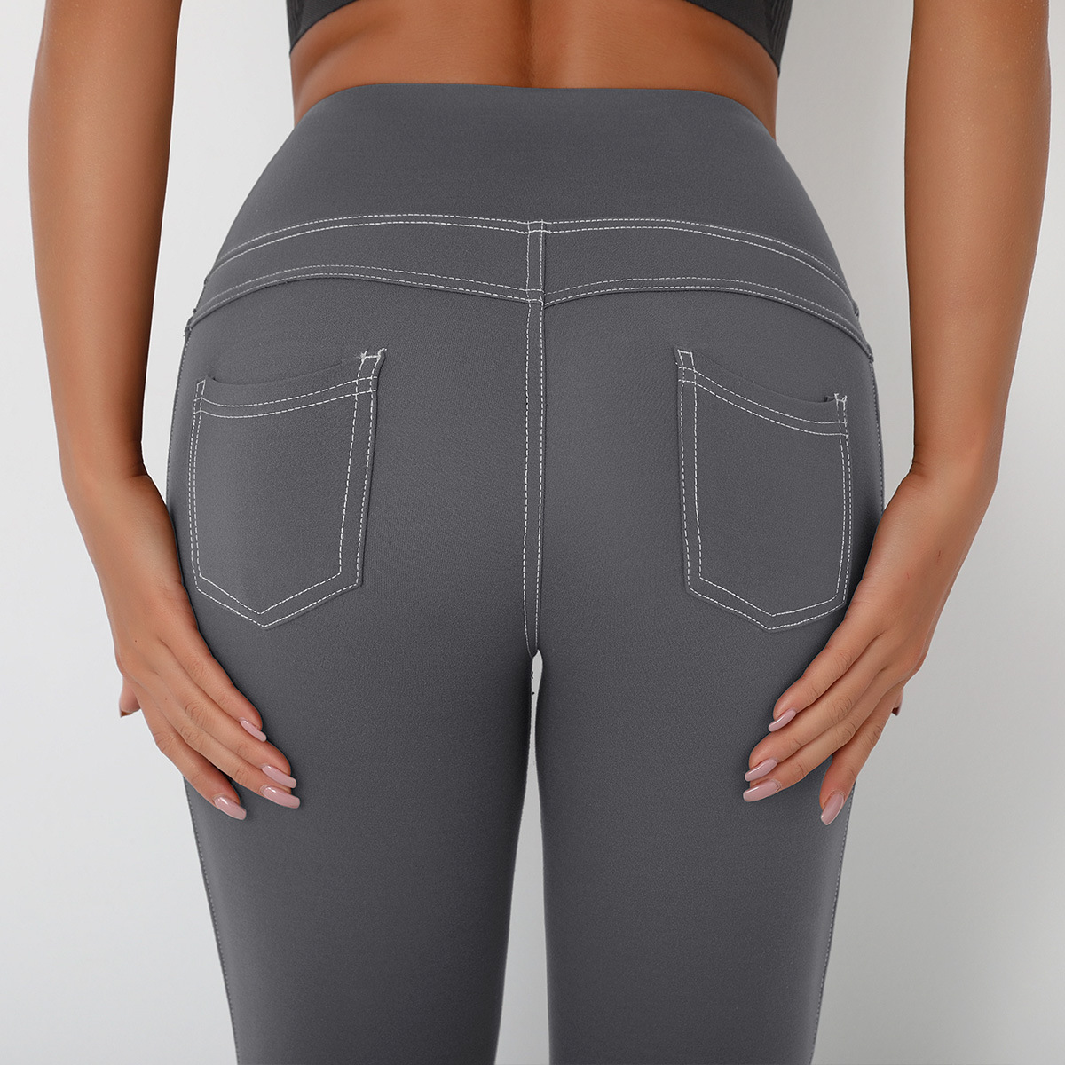 denim high waist hip-lifting yoga pants   NSLX36649