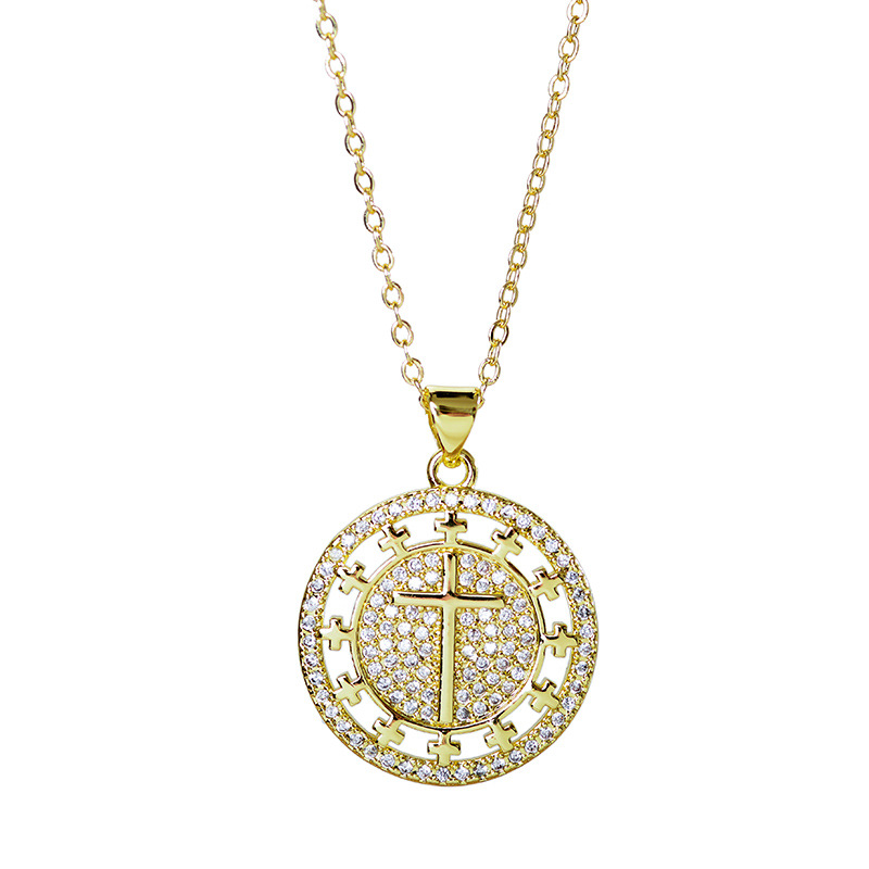Simple Style Round Alloy Gold Plated Artificial Rhinestones Womenu0027S Pendant Necklace 1 Piece