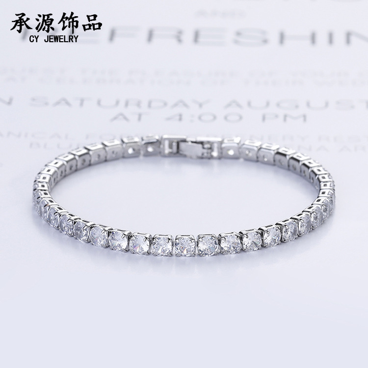 Foreign trade stacked wind Japanese and Korean 4mm inlaid zircon tennis bracelet Dongdaemun row drill men's and women's chain jewelry