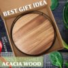 Cross -border acacia wooden pallet round rotation shelf desktop storage shelf wooden storage disk seasoning wood pallet