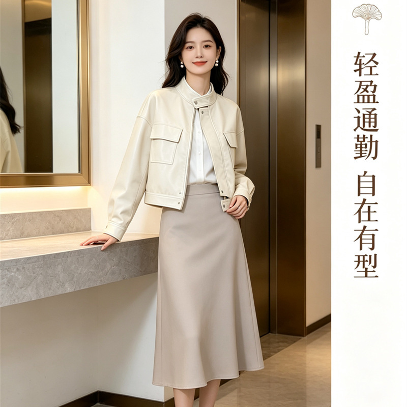 Cross-border vintage women's short leather biker jacket, 2026 spring and autumn new popular style, stylish and chic