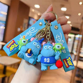创意卡通怪兽电力大学钥匙扣可爱搞怪单眼仔长毛怪钥匙链男女配饰