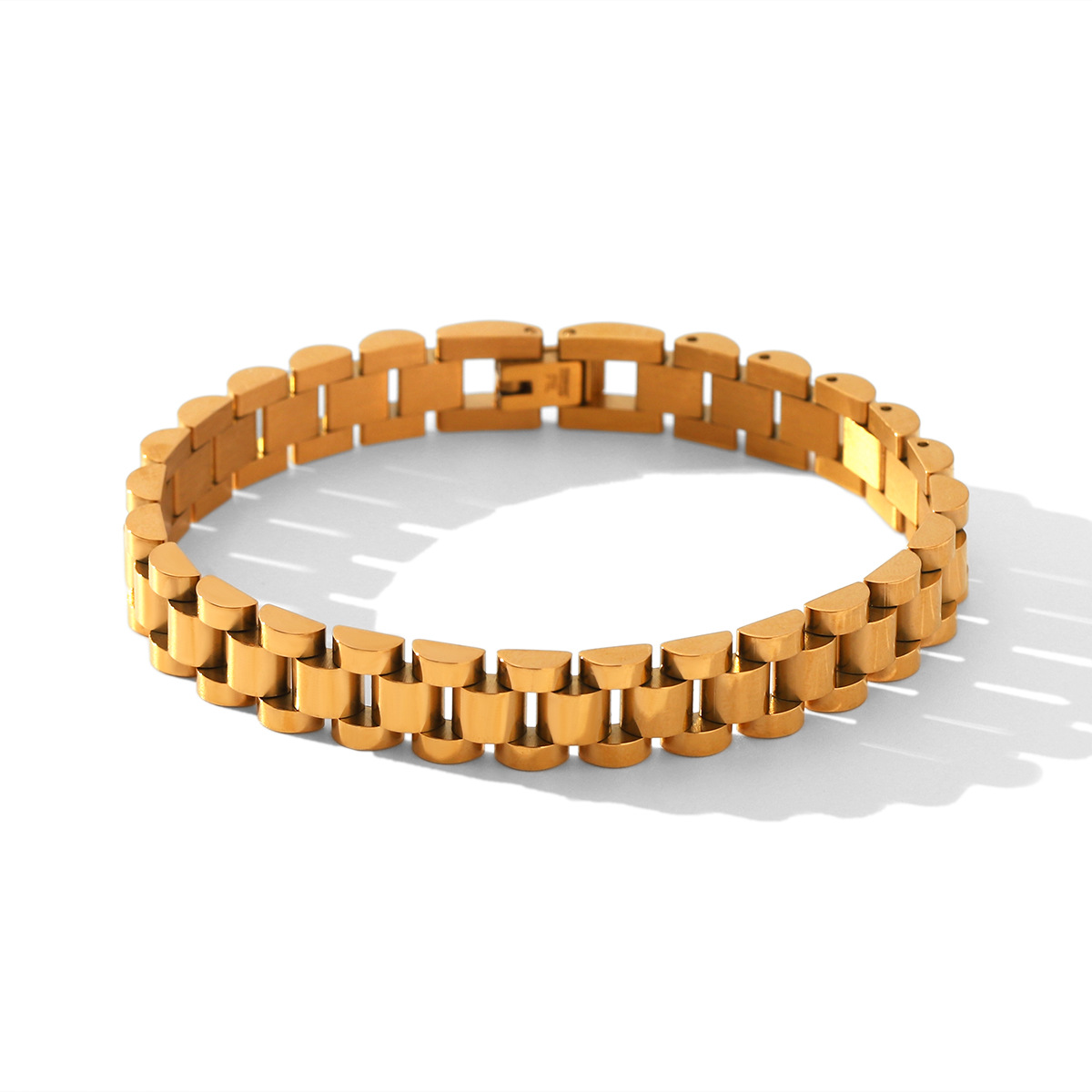 Europa y los Estados Unidos 18K oro acero inoxidable pulsera pulsera de reloj pulsera de lujo ligero nicho de alta sensación joyas de acero de titanio no decoloración joyas image 6