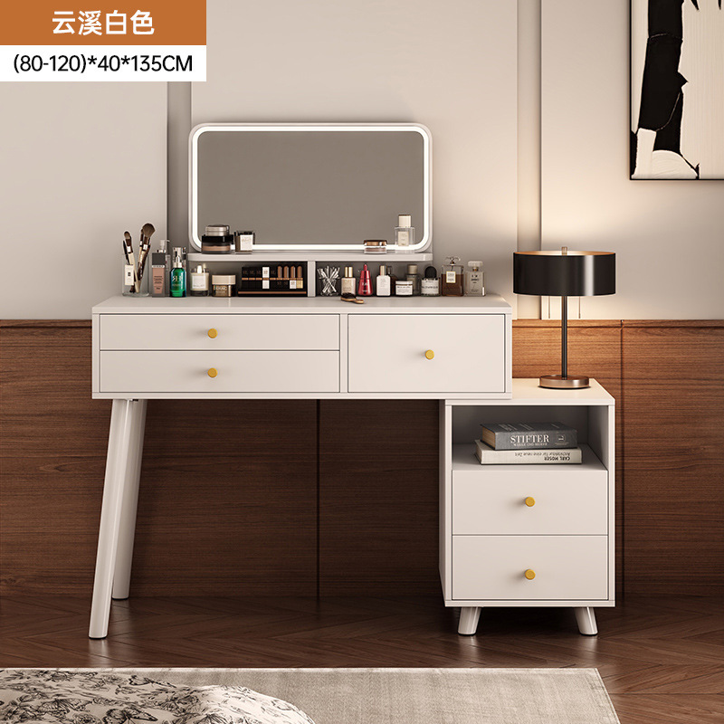 복지모델 [서랍5개+사이드수납장+LED 스마트거울] 80-120cm 윤시화이트