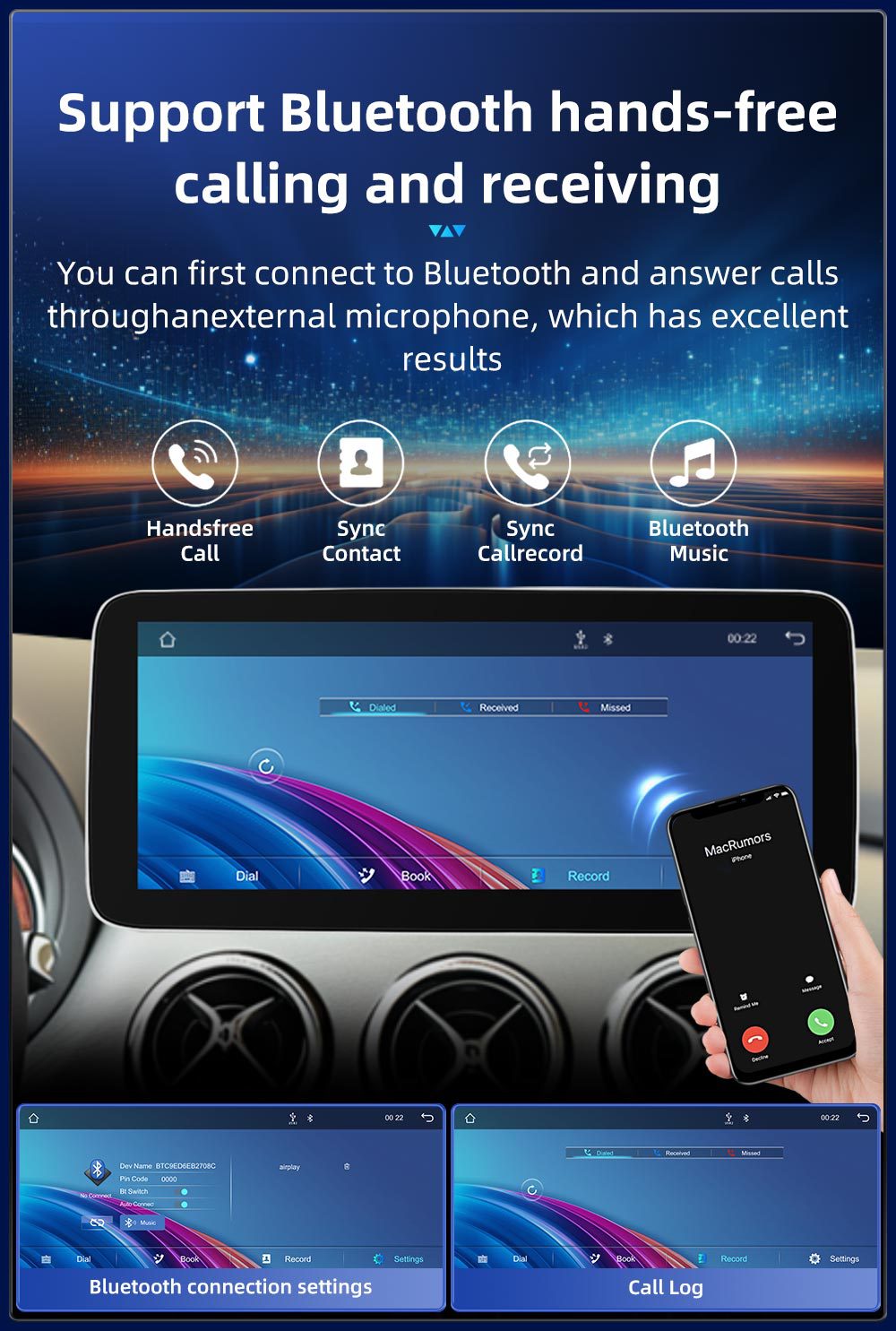 Car Central Control Large Screen Navigation Radio Suitable for Mercedes-Benz B-Class W242 W246 Android Qualcomm 12.3inch Bluetooth