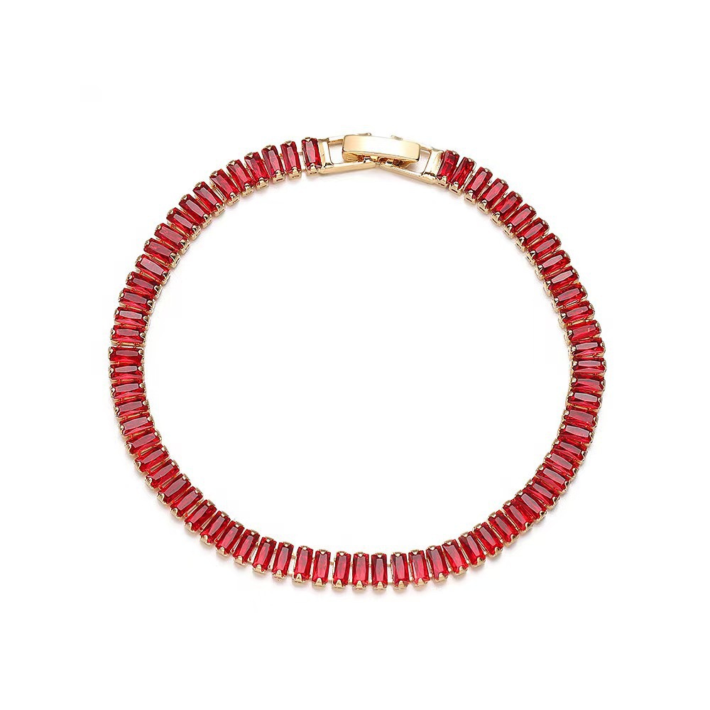 Bracelet Tennis Rectangular Multi-coloured Zircon Full Diamond_voghion.com