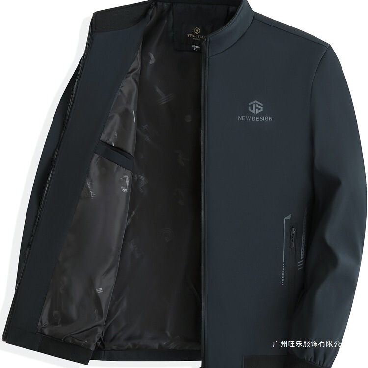 Dad's Stand-Collar Jacket for Spring and Autumn, Middle-Aged Men's Business Casual Jacket, Middle-Aged and Elderly Grandpa's Autumn Wholesale