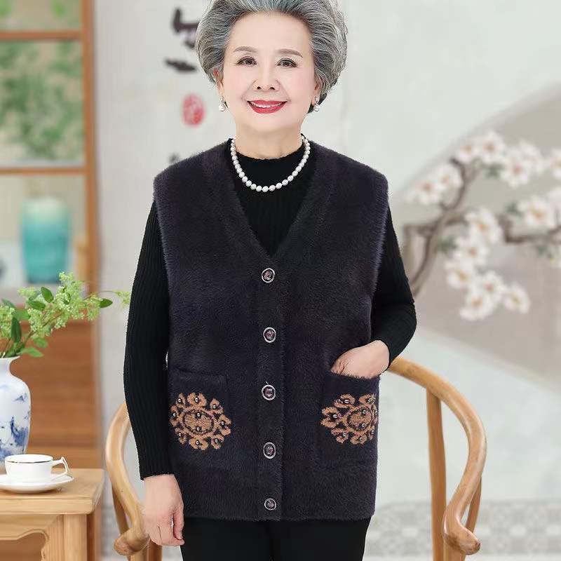 Xd老年人秋冬外套女奶奶装马甲背心老太太老人衣服加厚老年妈妈冬