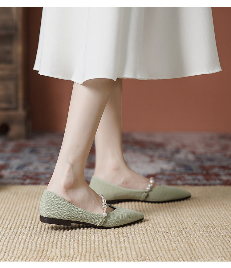 Sapatos femininos novos de bico fino, calçados baixos versáteis, boca rasa, sapatos de avó com sola macia e salto baixo, 2024, início da primavera_voghion.com