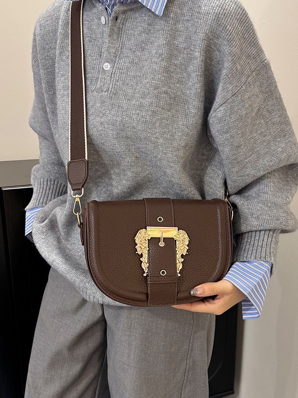 Bolsa de silla de moda coreana de medio círculo para mujeres 2025 nuevo cross-border retro alta textura versátil mochila de hombro
