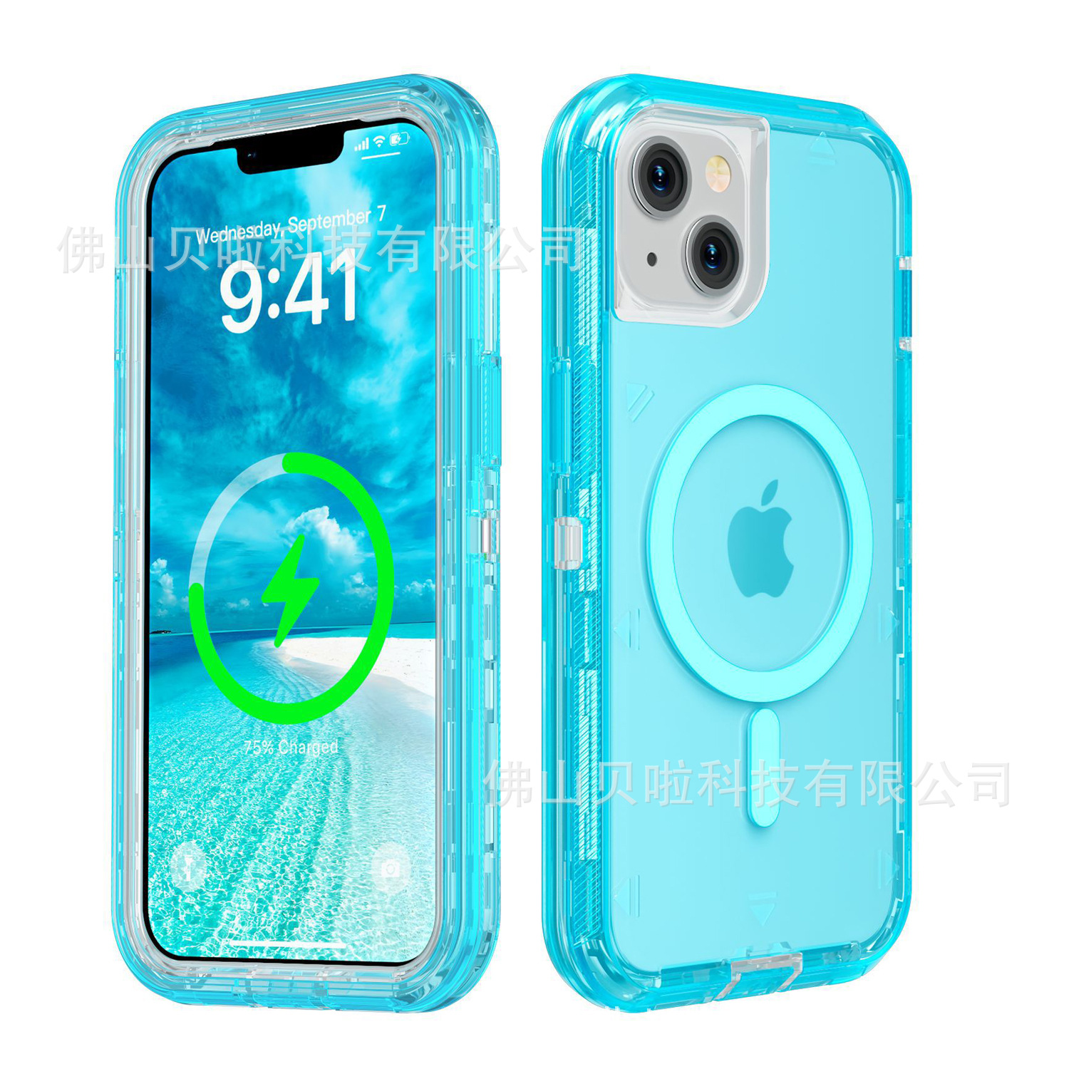 Suitable for Apple iPhone 16 Pro Max three-proof transparent robot magnetic series anti-fall and anti-seismic