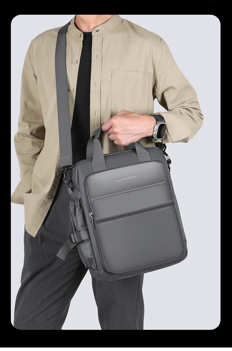The new 2024 high-end briefcase, large-capacity casual sports single-shoulder bag, simple men's style, water-resistant crossbody Item Picture