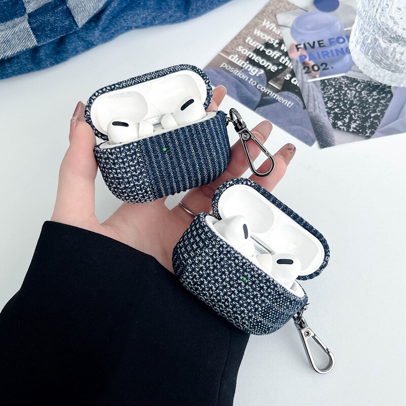 Suitable for Headphone Set Apple Lightning AirPods1 Headphone Case Denim Pro Bluetooth Headset Hard Shell AirPo