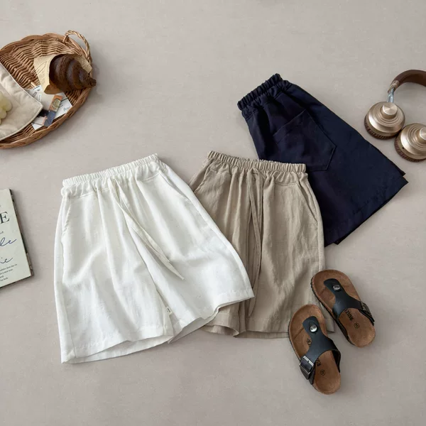 Children's Pants 2026 Summer New Style Kids' Linen Shorts Boys' Versatile Casual Five-Point Pants Thin Pants for Young Children