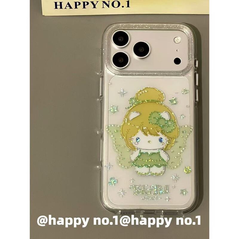 Atmospheric Green Glitter Fairy Kt Cat Suitable for Apple iPhone Phone Case, Anti-Drop, Dual-Layer, Waterproof for 16-Year-Old Girls Atmospheric Green Glitter Fairy Kt Cat Suitable for Apple iPhone Phone Case, Anti-Drop, Dual-Layer, Waterproof for 16-Year-Old Girls