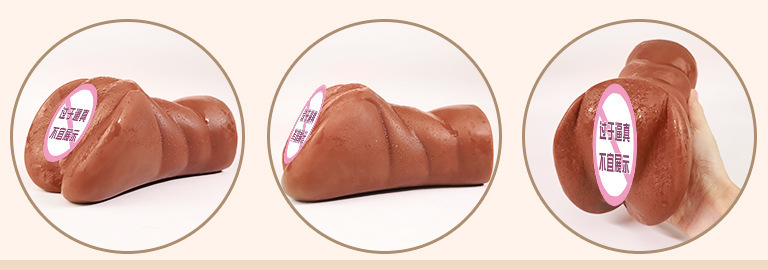 Manual Male Masturbation Cup with Realistic TPE Interior, Brown Tone — detail image 3