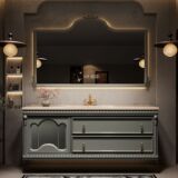 Французский ретро шкаф для ванной комнаты, керамический встроенный умывальник, шкаф для умывальника, комбинированная ванная комната, шифер, умывальник для рук, ванная комната